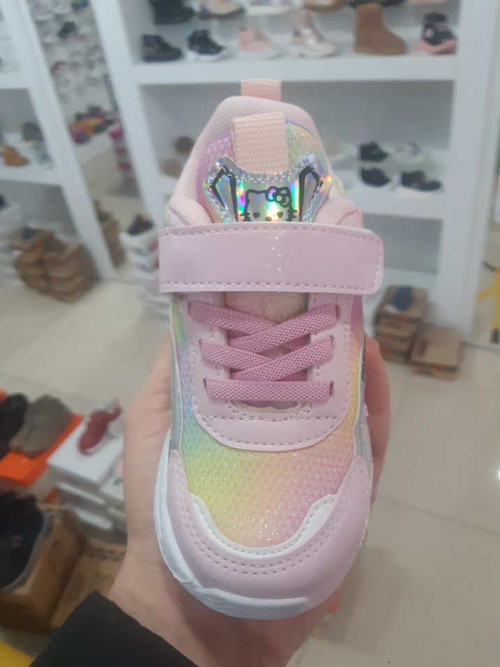 Kız Çocuk Pembe Renkli Cırt Cırtlı Spor Ayakkabı - Görsel 3