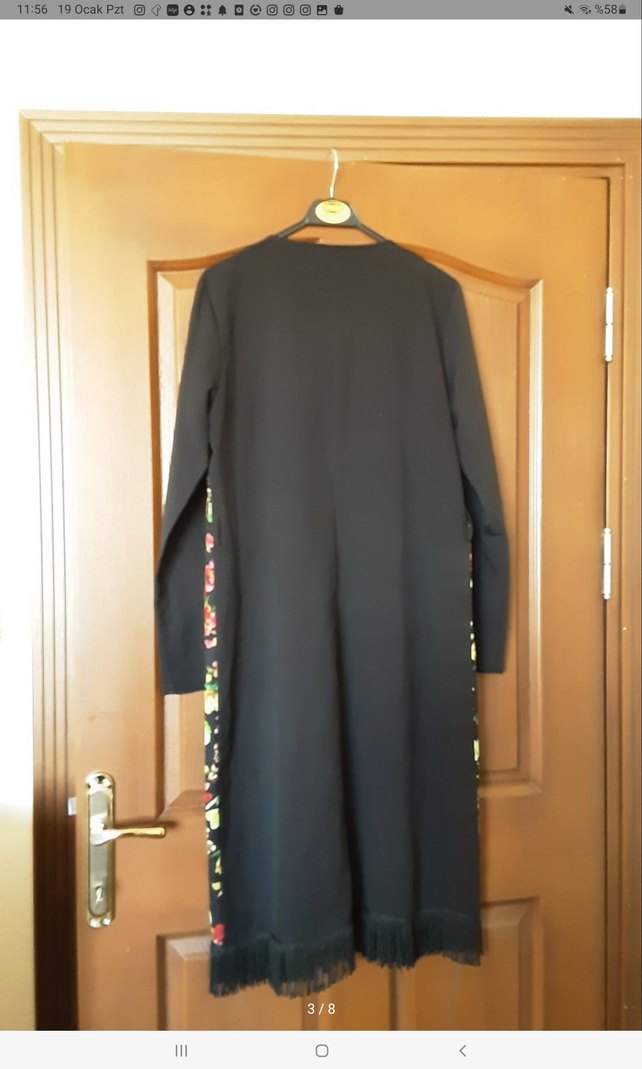 Çiçek Desenli Uzun düğmesiz ceket - Görsel 3