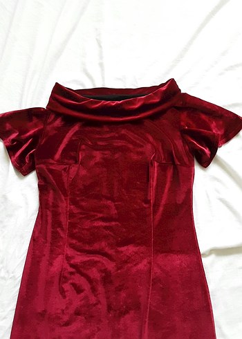 Kadife bayan midi elbise - Görsel 4