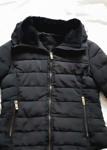 Zara Siyah Fermuarlı Kadın Kışlık Mont - Görsel 7