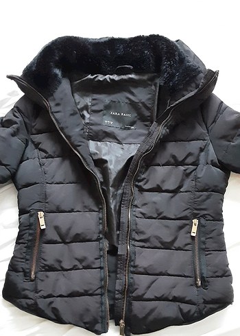 Zara Siyah Fermuarlı Kadın Kışlık Mont - Görsel 14