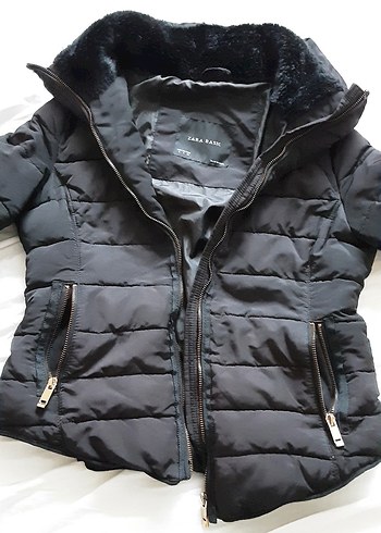 Zara Siyah Fermuarlı Kadın Kışlık Mont - Görsel 15