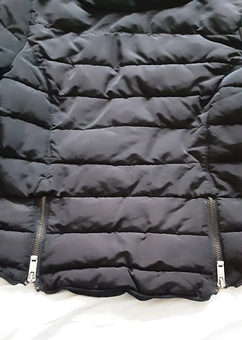 Zara Siyah Fermuarlı Kadın Kışlık Mont - Görsel 13