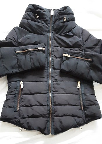 Zara Siyah Fermuarlı Kadın Kışlık Mont - Görsel 3