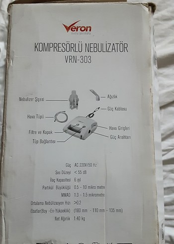 Veron  Beyaz  kompresörlü Nebulizatör Cihazı - Görsel 11