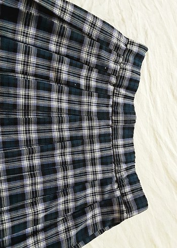 stradıvarıus mini ekose pileli etek - Görsel 7