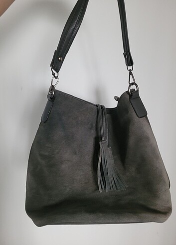 Zara Alessia Bag Haki-Gri Gerçek Süet Kol Çantası