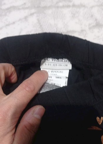 Nakışlı Siyah Bol Kesim Kız Taytı - Görsel 2