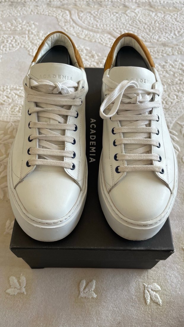 Gri Detaylı Beyaz Bağcıklı Erkek Spor Ayakkabı 41 academia - Görsel 3