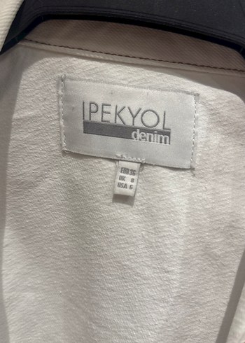 Düğmeli Beyaz Kadın Denim Ceket - Görsel 2