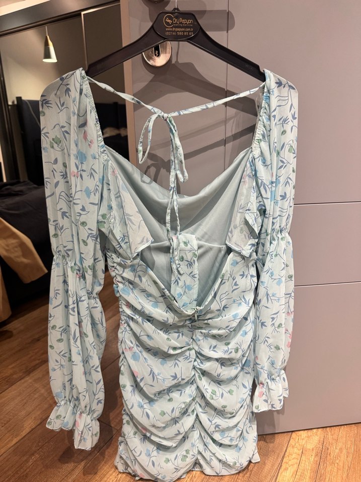 Drapeli Mini elbise - Görsel 2