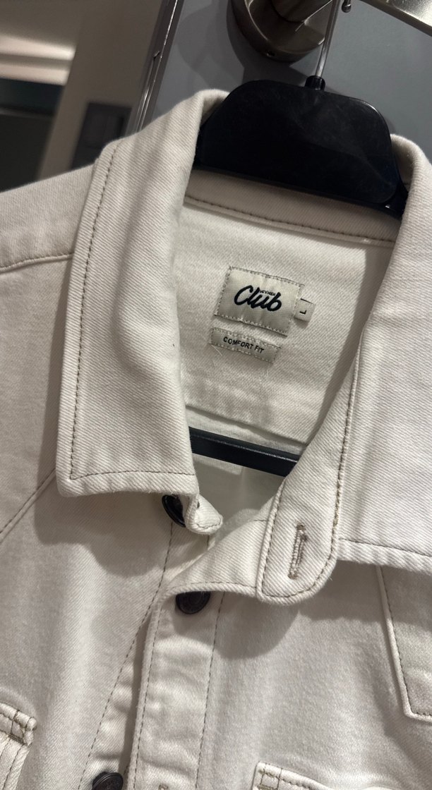 Düğmeli Beyaz Denim Gömlek - Görsel 2