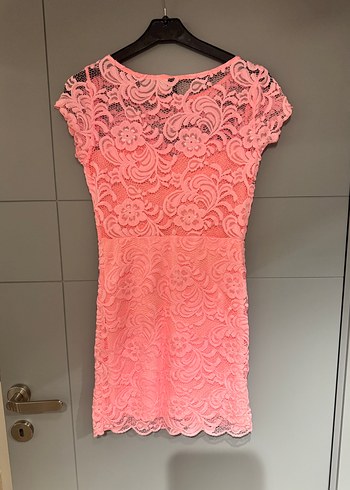 Pembe Dantel Mini Elbise - Görsel 2