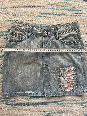 26 Beden mavi Renk Iceberg taşlı denim mini kot etek