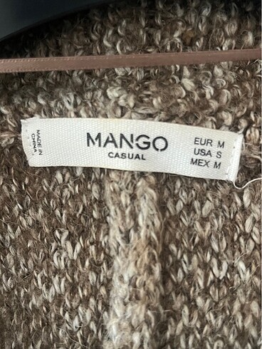 m Beden kahverengi Renk Mango uzun triko hırka