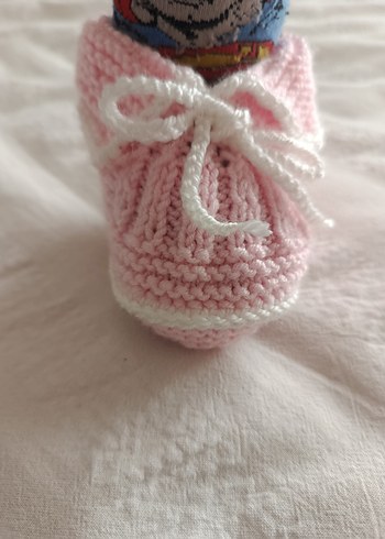 Pembe Örgü Kız Bebek Patik - Görsel 2