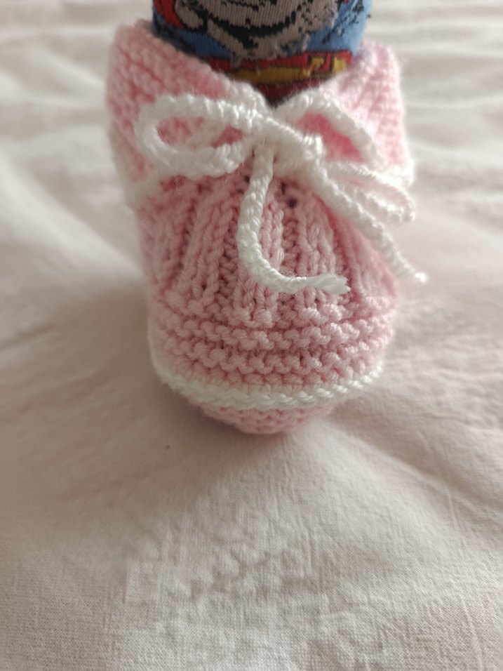 Pembe Örgü Kız Bebek Patik - Görsel 2