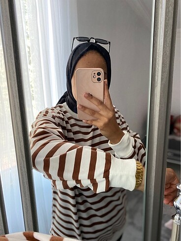 Kadın çizgili sweat