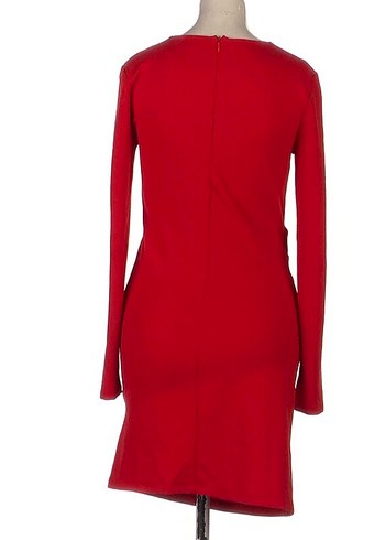 Kırmızı Drapeli Uzun Kollu Triko Elbise zarar  orjnl. - Görsel 3