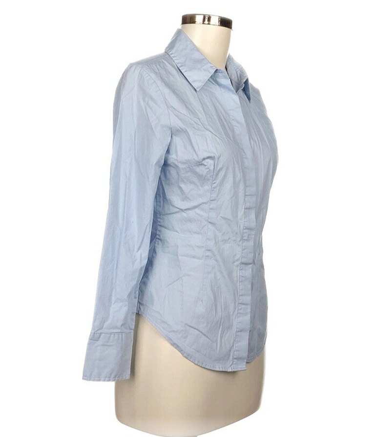 Mavi Pamuklu Düğmeli Kadın Gömlek. orijinal Mango - Görsel 2