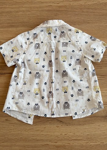 Erkek Çocuk Pamuklu Desenli Kısa Kollu Gömlek - Görsel 3