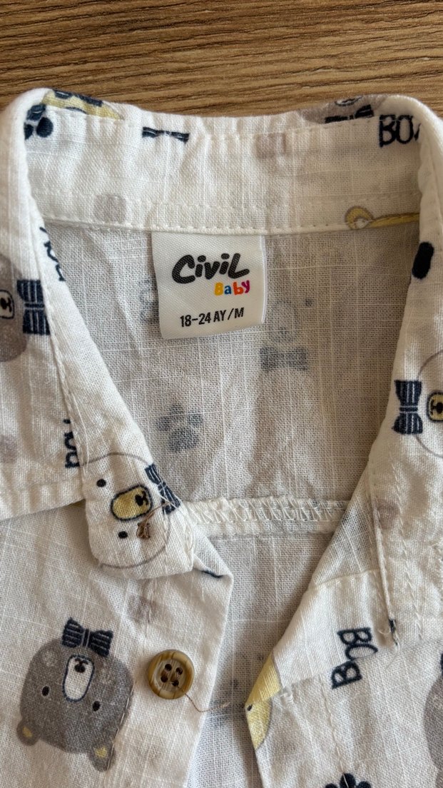 Erkek Çocuk Pamuklu Desenli Kısa Kollu Gömlek - Görsel 2