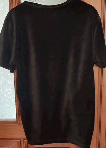 Siyah kadife Tişörtü Velcro Detaylı - Görsel 3