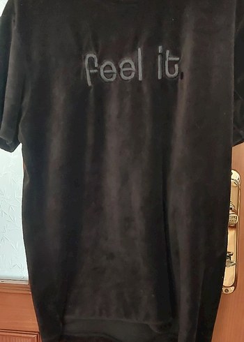 Siyah kadife Tişörtü Velcro Detaylı - Görsel 5