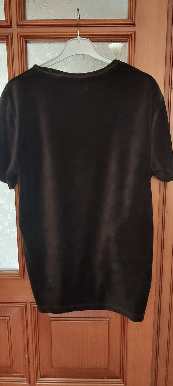 Siyah kadife Tişörtü Velcro Detaylı - Görsel 4