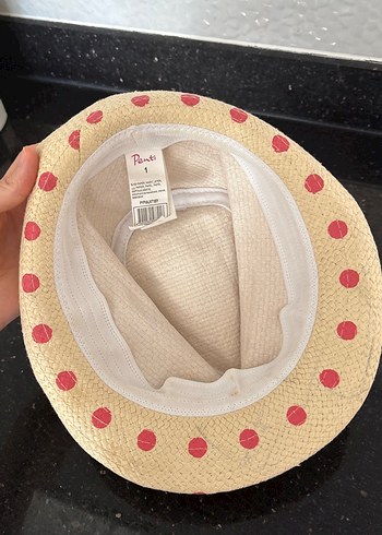 Renkli Puantiyeli Fırfırlı Bej çocuk Şapka - Görsel 3