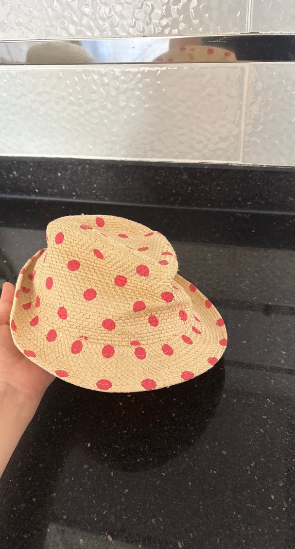 Renkli Puantiyeli Fırfırlı Bej çocuk Şapka - Görsel 4