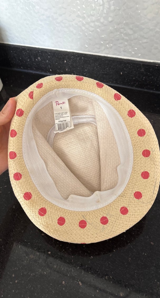 Renkli Puantiyeli Fırfırlı Bej çocuk Şapka - Görsel 3