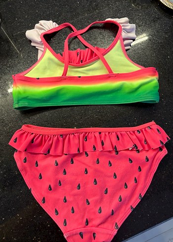 Kız Çocuk Pop Art Desenli Fırfırlı Bikini - Görsel 2