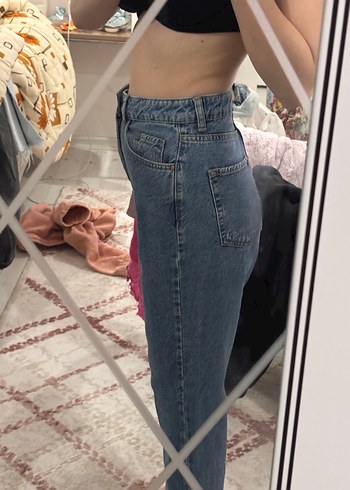 Kadın Mavi mom jean - Görsel 2