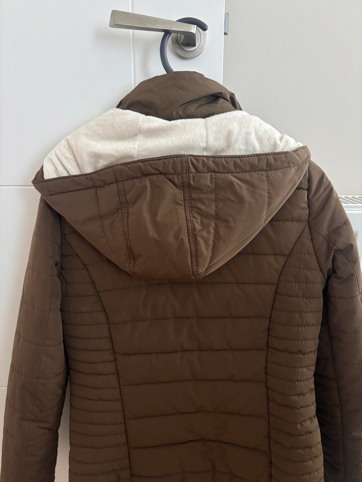 Düğmeli Kadın Kahverengi Kış Montu lcw haki - Görsel 3