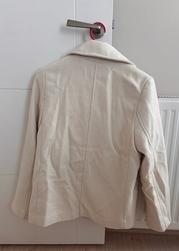 Düğmeli Beyaz Midi Kadın Kaban hm - Görsel 2