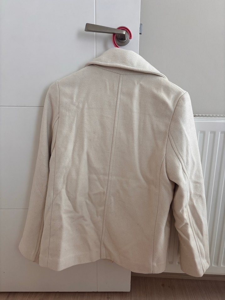 Düğmeli Beyaz Midi Kadın Kaban hm - Görsel 2