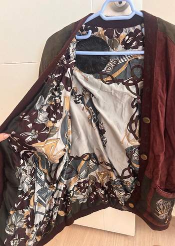 Bordo Bağcıklı Bohem Kadın Süet Ceket - Görsel 2