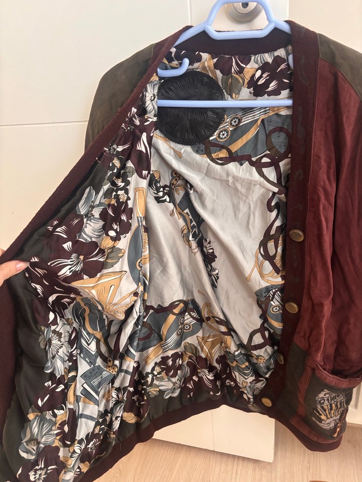 Bordo Bağcıklı Bohem Kadın Süet Ceket - Görsel 2