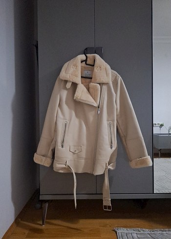 Bej Süet Mini Kadın Ceket