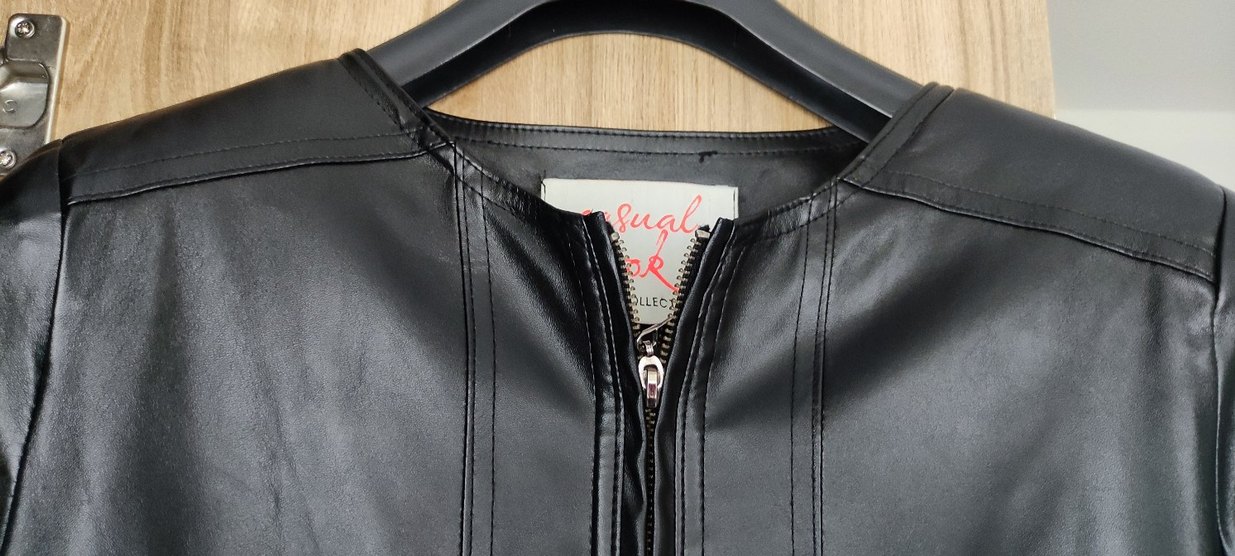 Deri Siyah Kadın Biker Ceket - Görsel 2