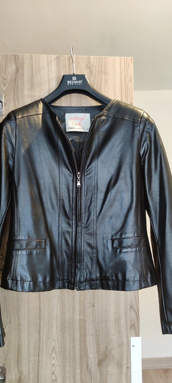 Deri Siyah Kadın Biker Ceket - Görsel 4