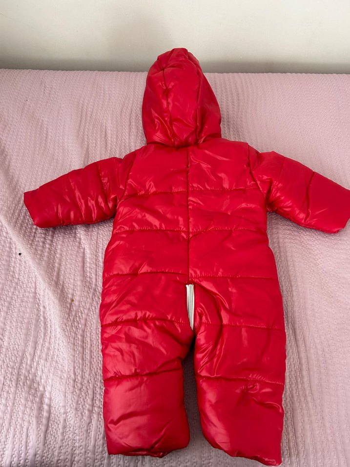 Kız Bebek Kırmızı Kürklü Kayak Tulumu - Görsel 2