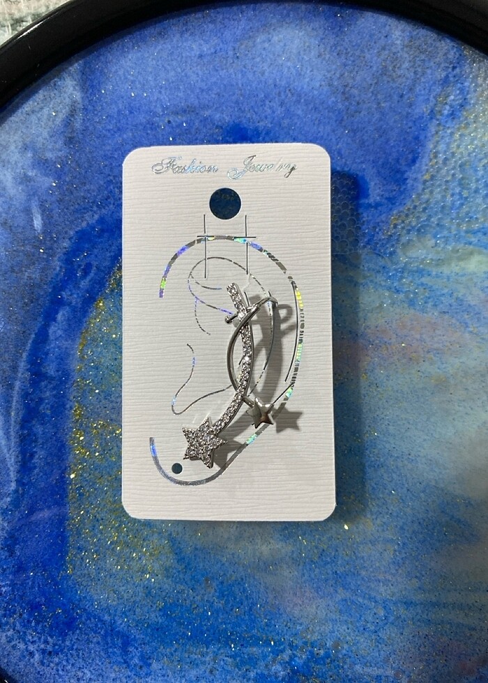 Silver yıldız earcuff kupe - Görsel 2