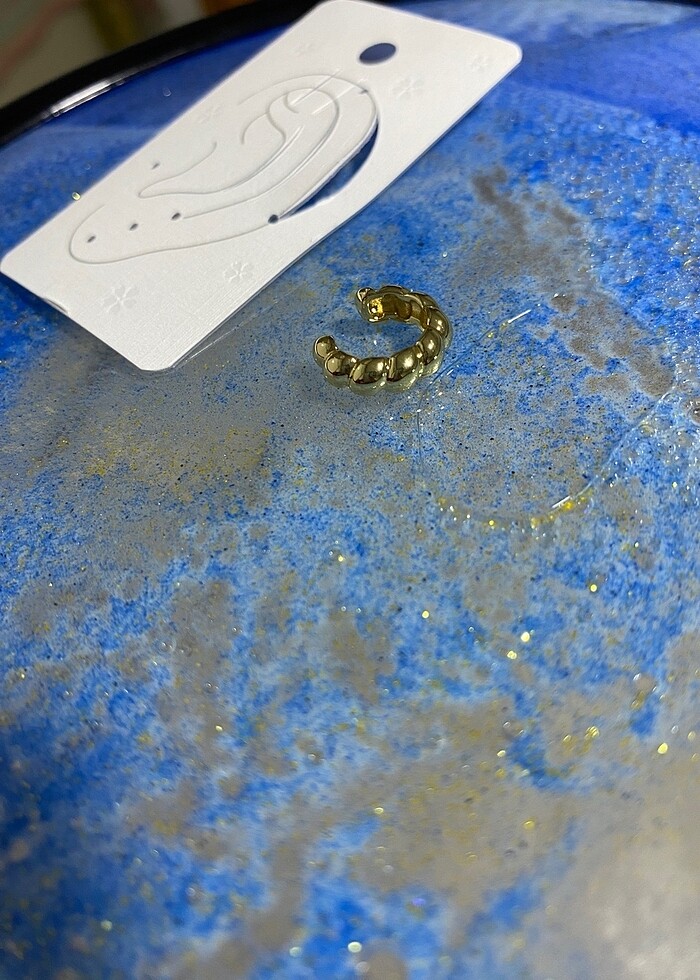 Gold earcuff küpe - Görsel 2