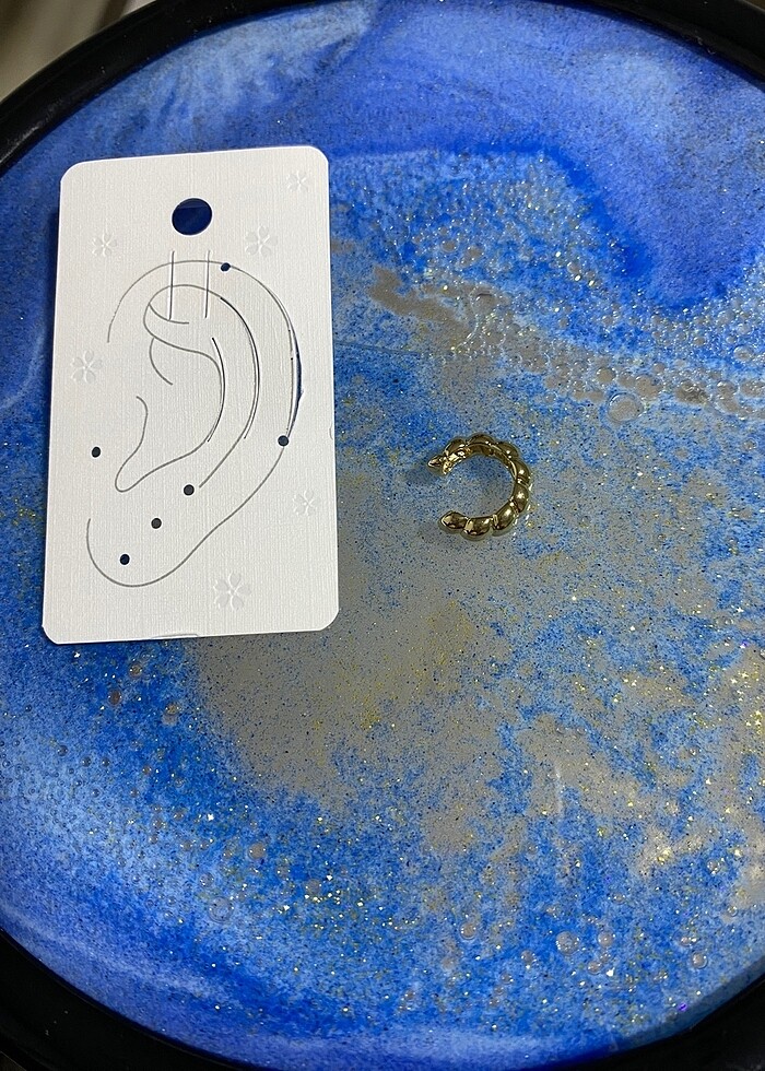 Gold earcuff küpe - Görsel 3