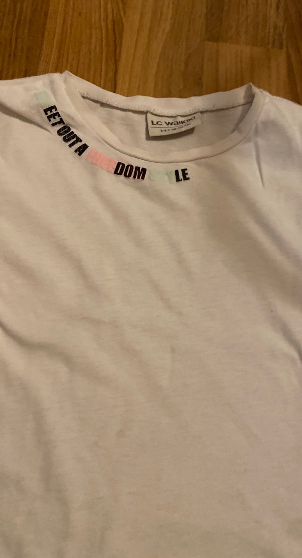 Kız Çocuk Beyaz Kısa Kollu Tişört - Görsel 3