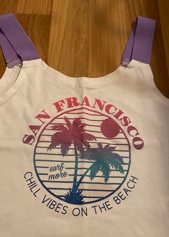 Kız Çocuk Mor Askılı Baskılı Yelek - Görsel 2