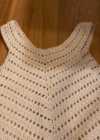 Kız Çocuk Bej Örgü Püsküllü Panço - Görsel 2