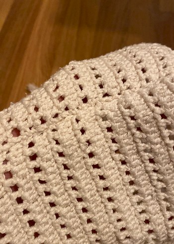 Kız Çocuk Bej Örgü Püsküllü Panço - Görsel 4